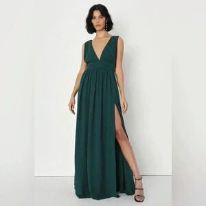 Lulu’s Heavenly Hues Forest Green Full Length Maxi Dress Size M